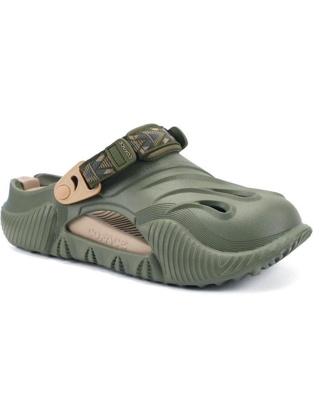 Men's Green Beige Recovery Clogs Comfortable Orthopedic Mules Thick Sandal Shoes